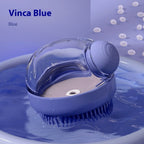 Blue silicone pet shampoo brush enhanced product photo