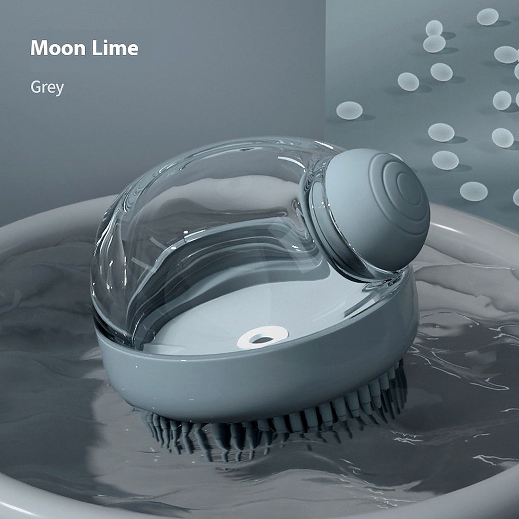 Grey silicone pet shampoo brush enhanced product photo