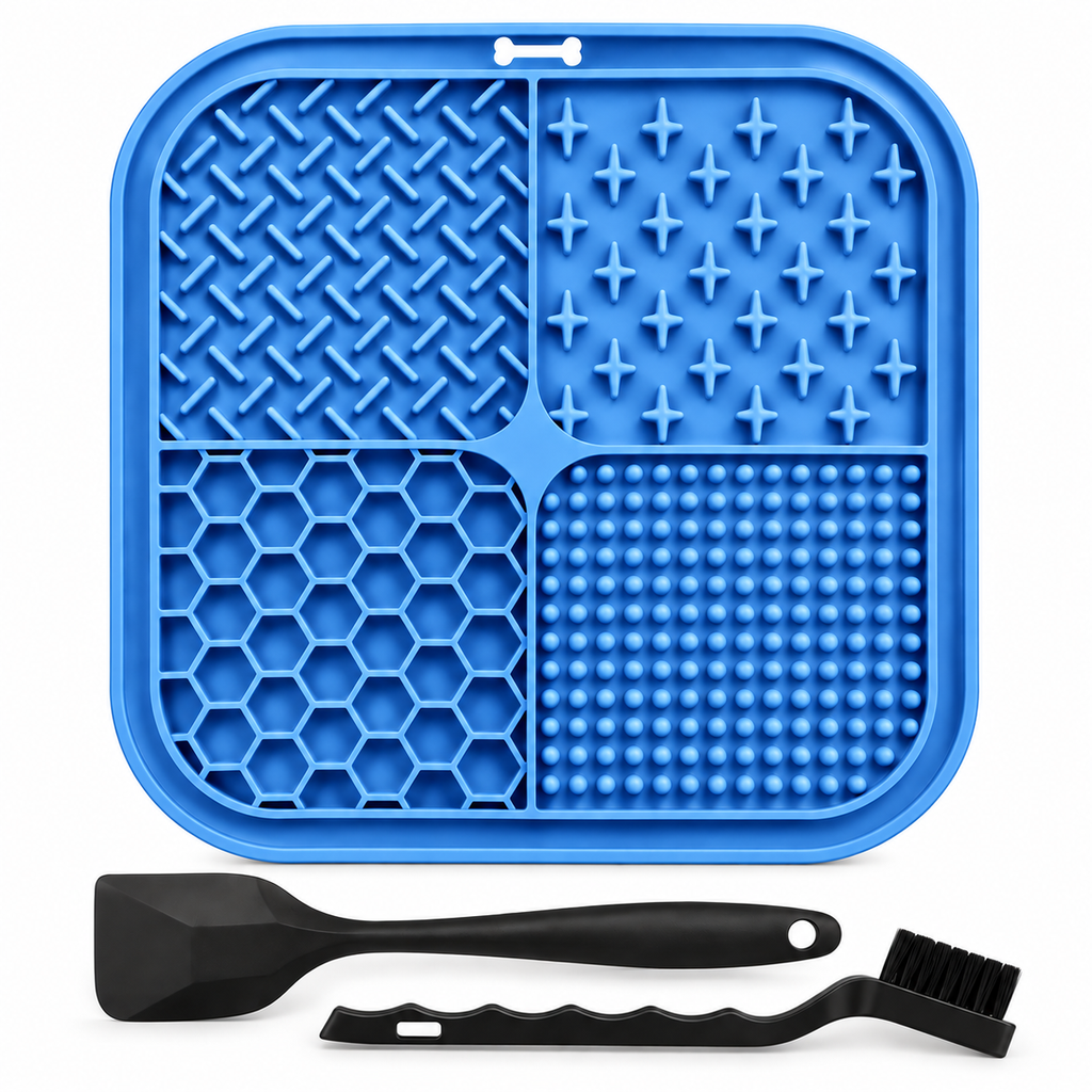Illustrative product studio image of blue Furruvi CalmLick mat