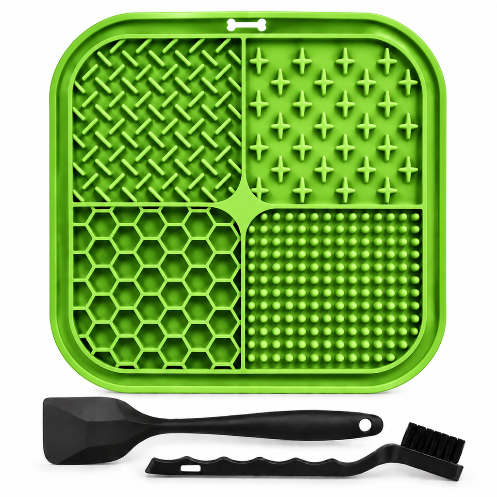 Illustrative product studio image of green Furruvi CalmLick mat