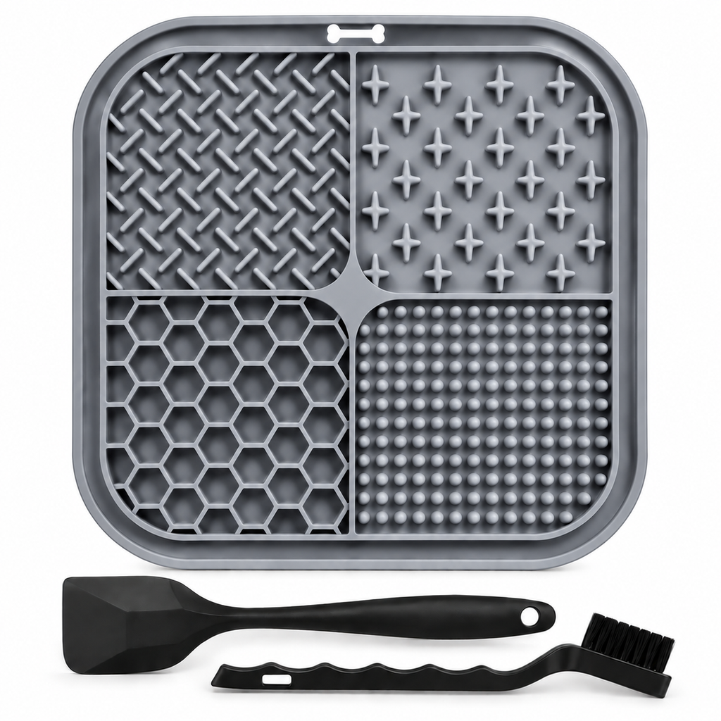 Illustrative product studio image of grey Furruvi CalmLick mat