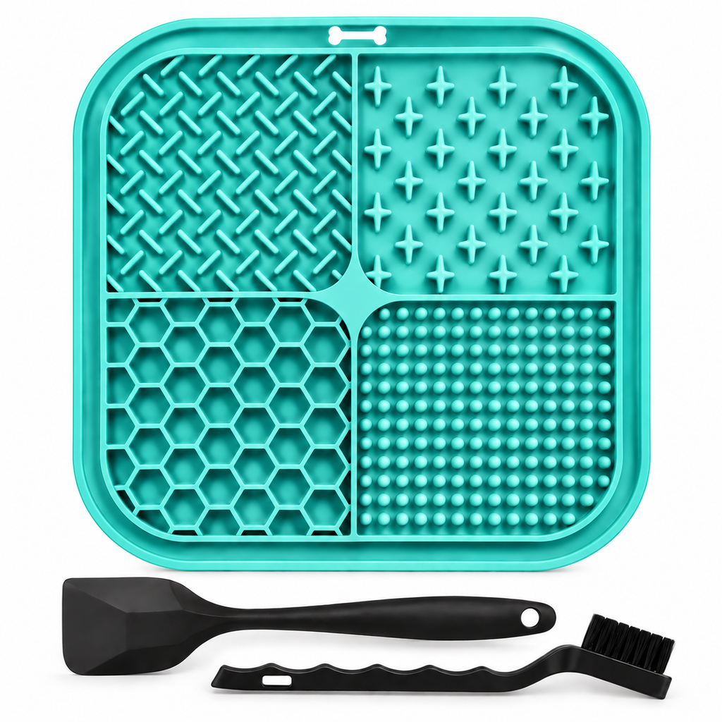 Illustrative product studio image of turquoise Furruvi CalmLick mat