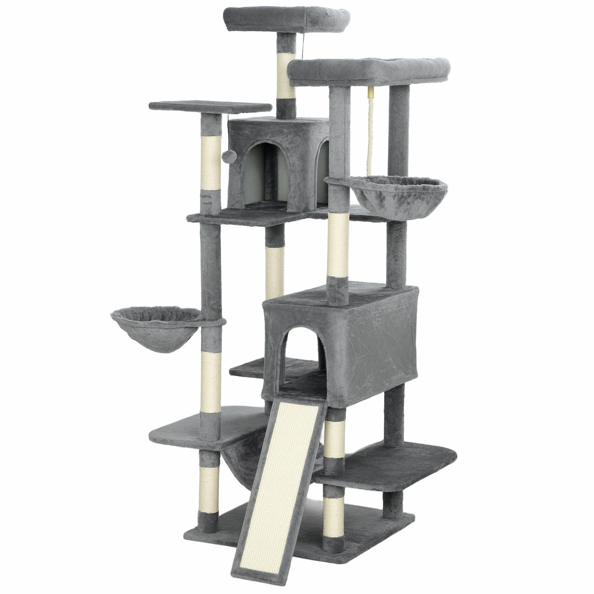 Original supplier product photo of grey multi-level cat tree